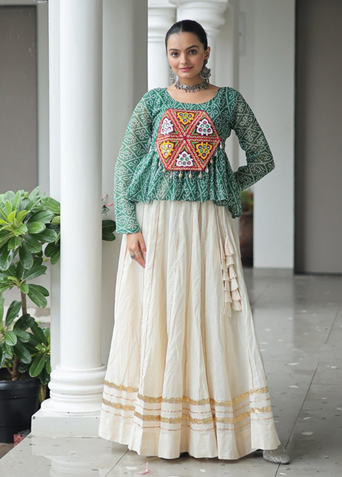 Cream Cotton Lehenga & Top Set