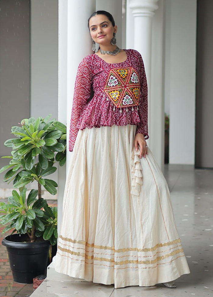 Cream Cotton Lehenga & Top Set