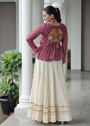 Cream Cotton Lehenga & Top Set