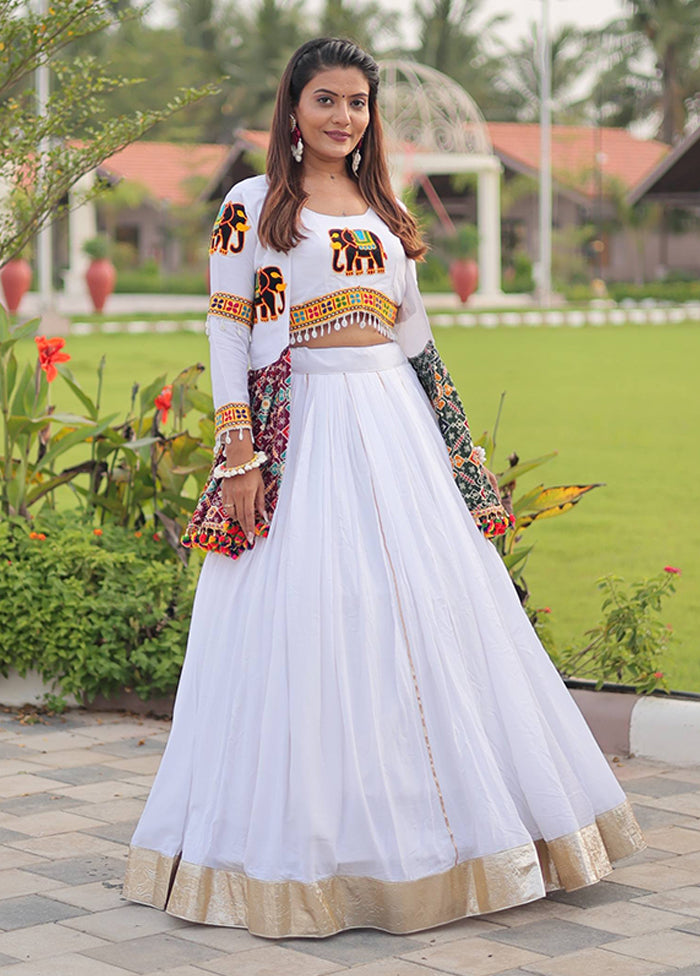 White Cotton Koti Lehenga Set