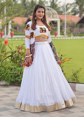 White Cotton Koti Lehenga Set