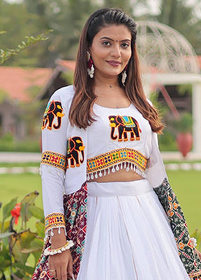 White Cotton Koti Lehenga Set