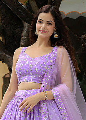 Lavender Georgette Dupatta Lehenga Set