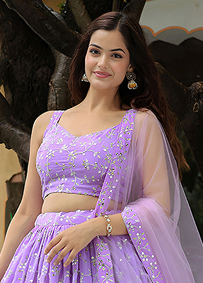 Lavender Georgette Dupatta Lehenga Set