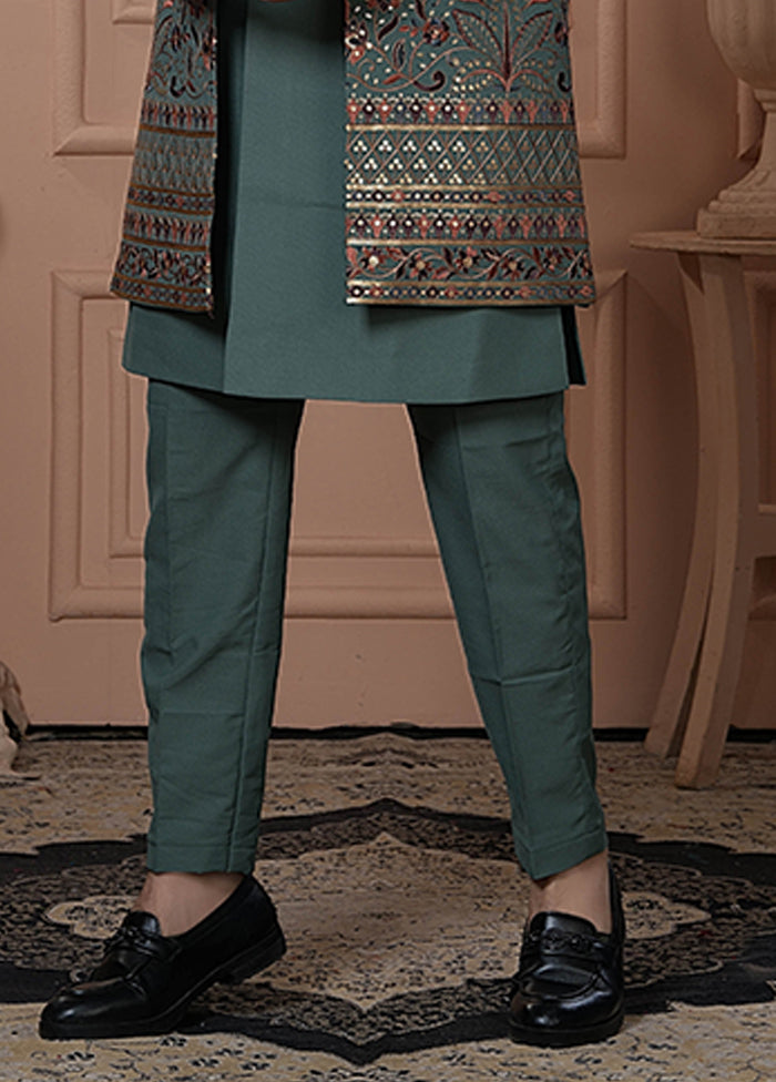 Green Georgette 2 Pc Indo Western Set