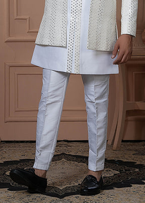 Cream Pure Silk 2 Pc Indo Western Set