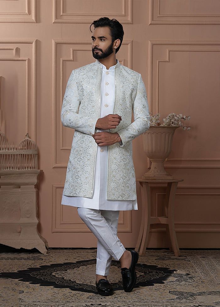 Blue Georgette 2 Pc Indo Western Set