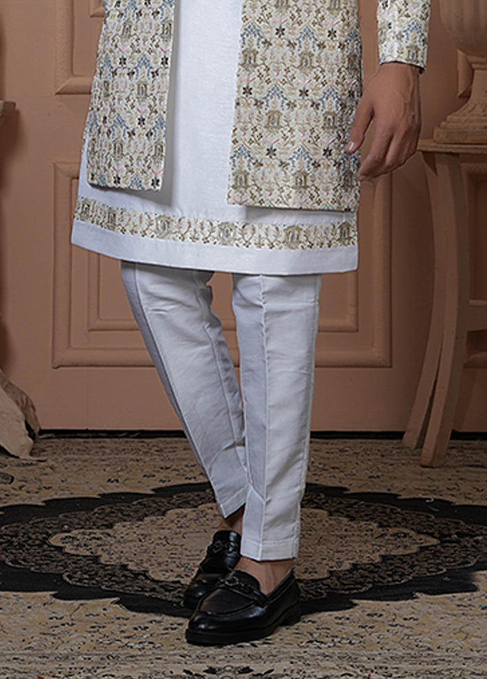 Cream Pure Silk 2 Pc Indo Western Set