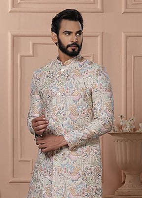 Cream Cotton 2 Pc Indo Western Set