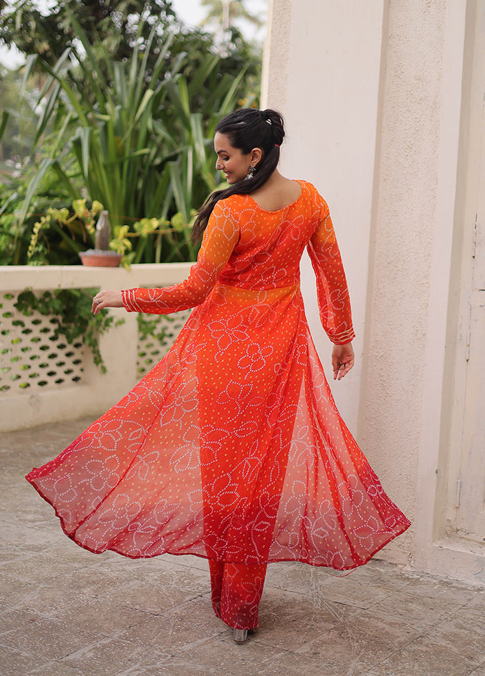 2 Pc Orange Georgette Kurti Set