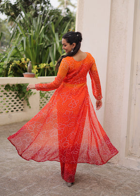 2 Pc Orange Georgette Kurti Set