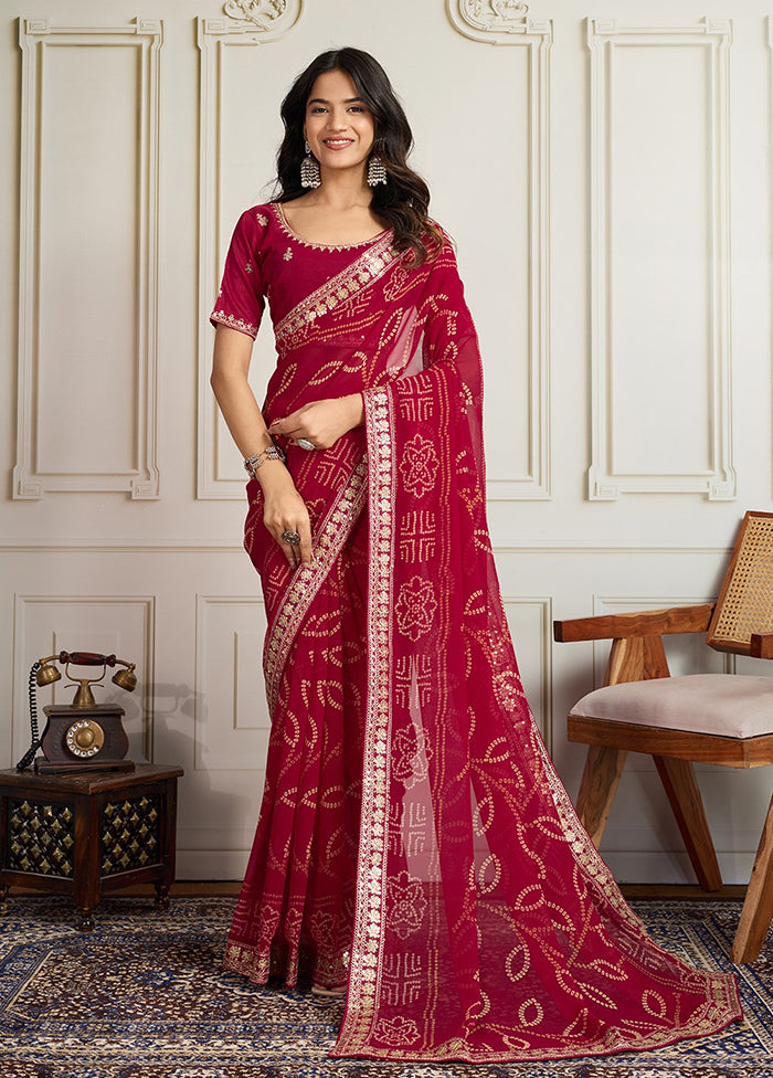 Pink Spun Silk Saree With Blouse Piece