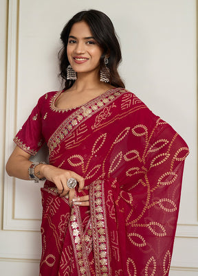 Pink Spun Silk Saree With Blouse Piece