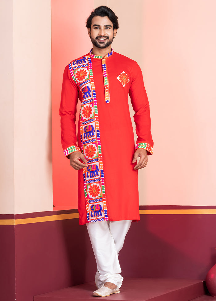Red Silk Kurta & Pajama Set
