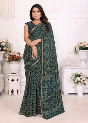 Green Cotton Saree With Blouse Piece
