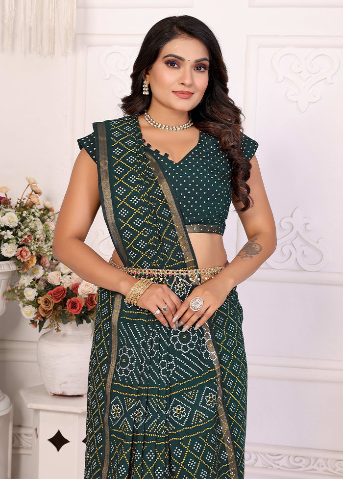 Green Cotton Saree With Blouse Piece