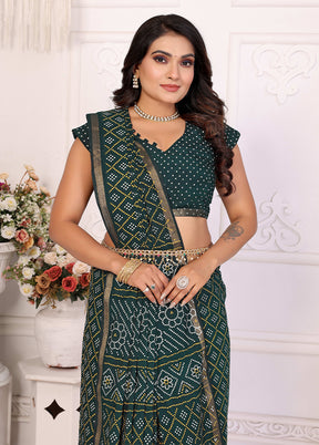 Green Cotton Saree With Blouse Piece