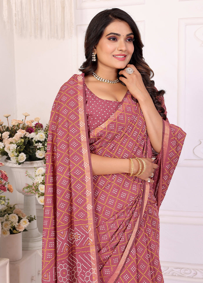 Pink Cotton Saree With Blouse Piece