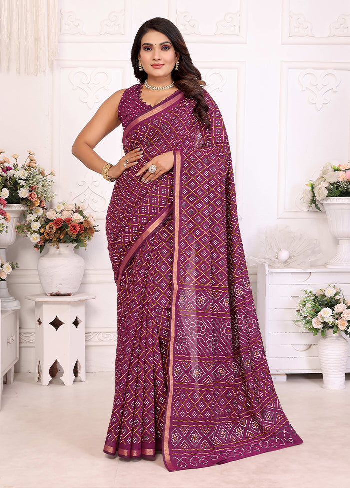Purple Cotton Saree With Blouse Piece
