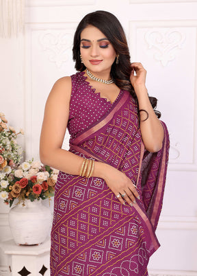Purple Cotton Saree With Blouse Piece