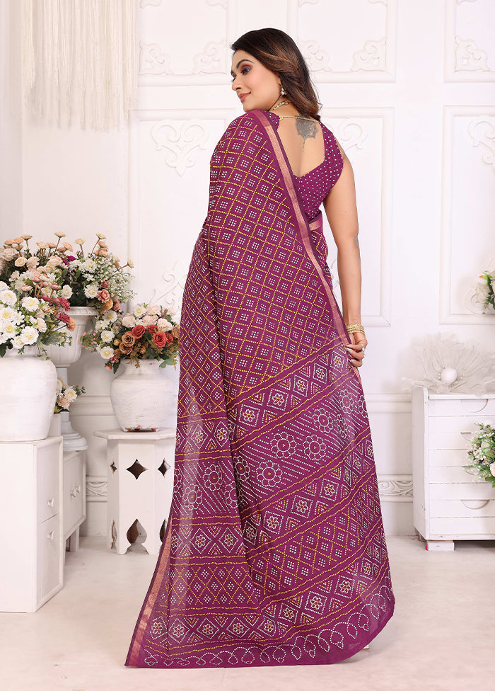 Purple Cotton Saree With Blouse Piece