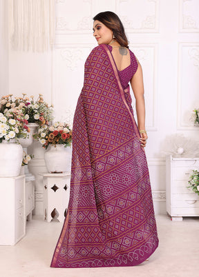 Purple Cotton Saree With Blouse Piece