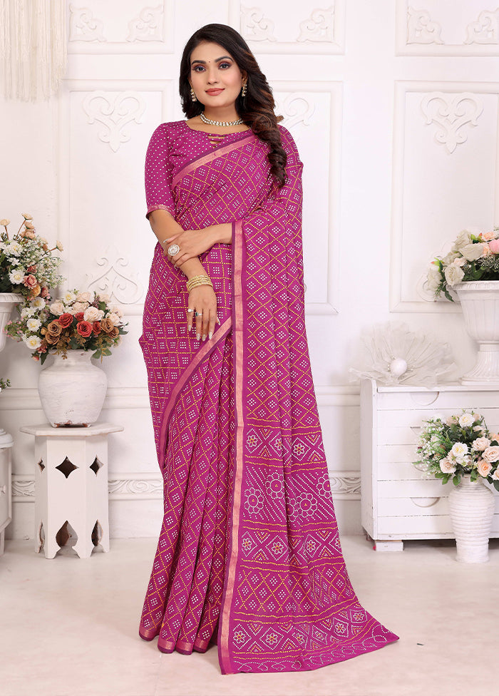 Pink Cotton Saree With Blouse Piece