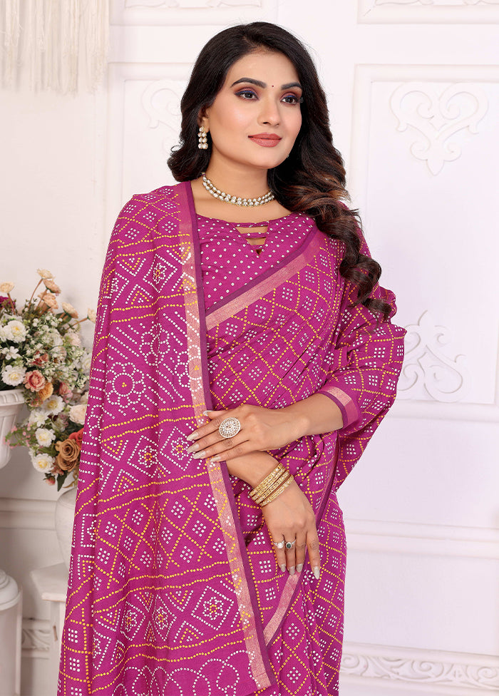 Pink Cotton Saree With Blouse Piece