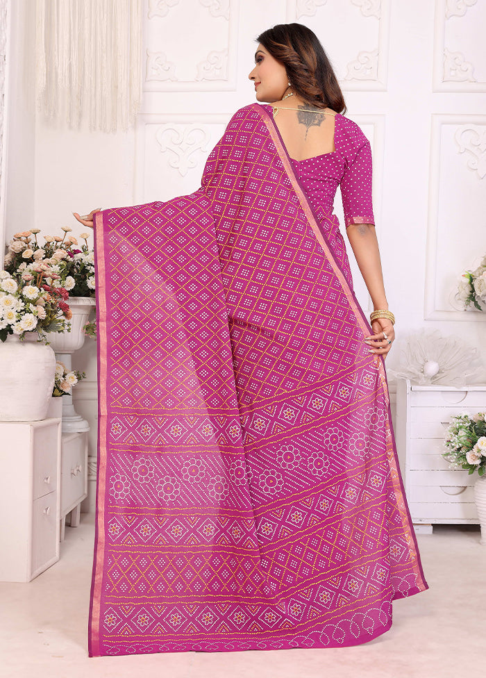 Pink Cotton Saree With Blouse Piece