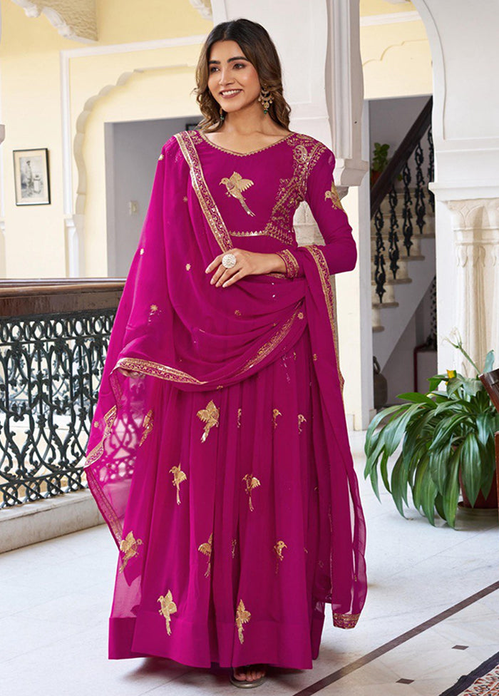 3 Pc Pink Georgette Suit Set