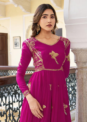 3 Pc Pink Georgette Suit Set