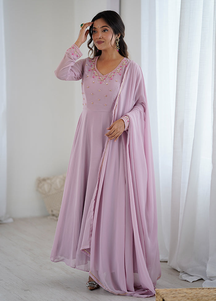 3 Pc Lavender Georgette Suit Set