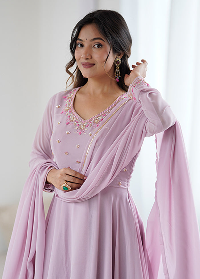 3 Pc Lavender Georgette Suit Set