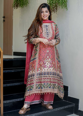 3 Pc Pink Silk Suit Set