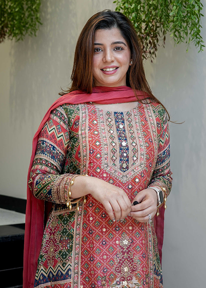 3 Pc Pink Silk Suit Set