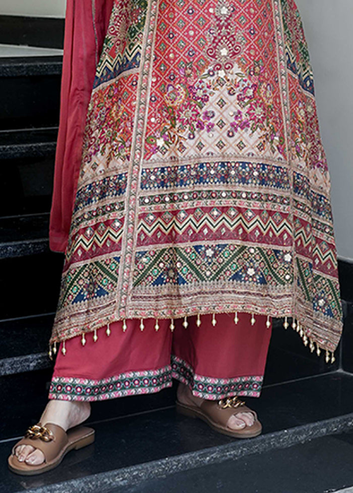 3 Pc Pink Silk Suit Set