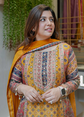 3 Pc Yellow Silk Suit Set