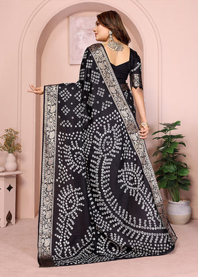 Black Spun Silk Saree With Blouse Piece
