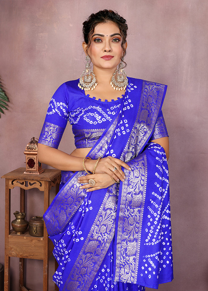Blue Spun Silk Saree With Blouse Piece