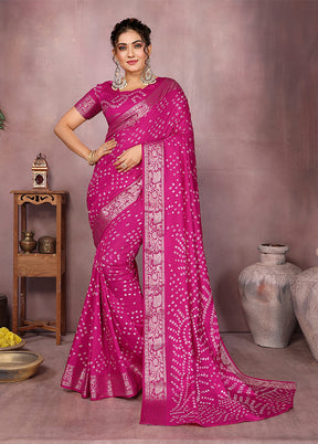 Pink Spun Silk Saree With Blouse Piece