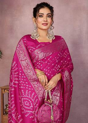 Pink Spun Silk Saree With Blouse Piece