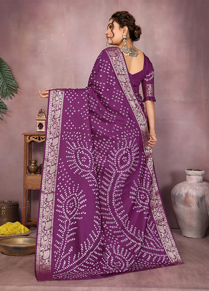 Purple Spun Silk Saree With Blouse Piece