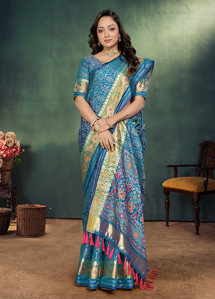 Multicolor Spun Silk Saree With Blouse Piece
