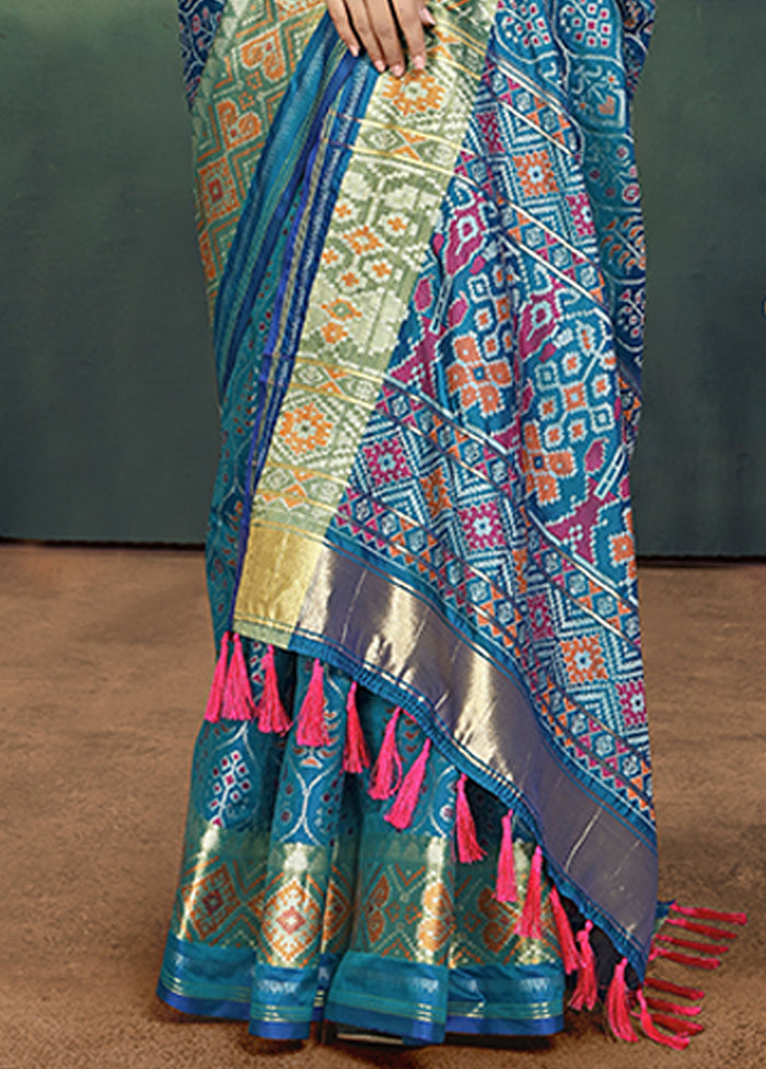 Multicolor Spun Silk Saree With Blouse Piece