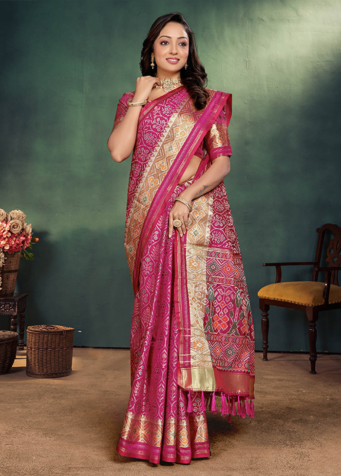 Pink Spun Silk Saree With Blouse Piece