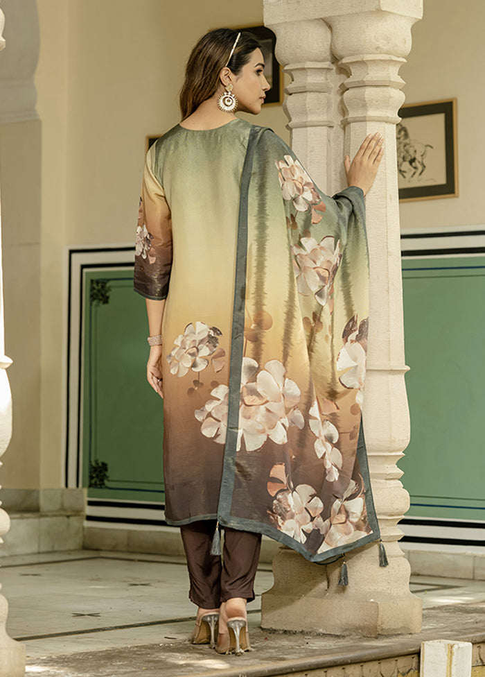 3 Pc Multicolor Silk Suit Set