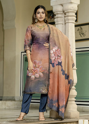 3 Pc Multicolor Silk Suit Set