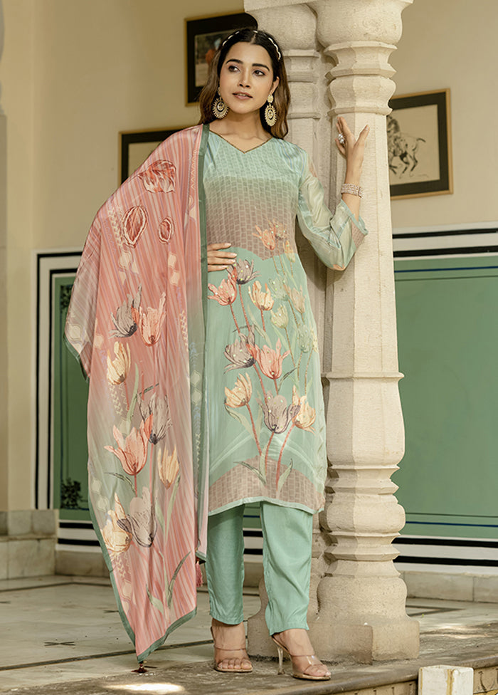 3 Pc Multicolor Silk Suit Set