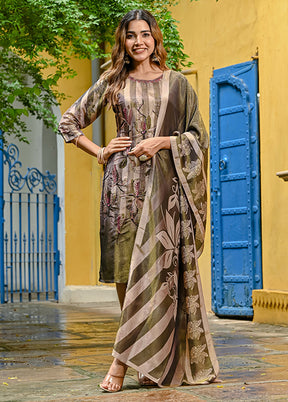 3 Pc Cream Silk Suit Set