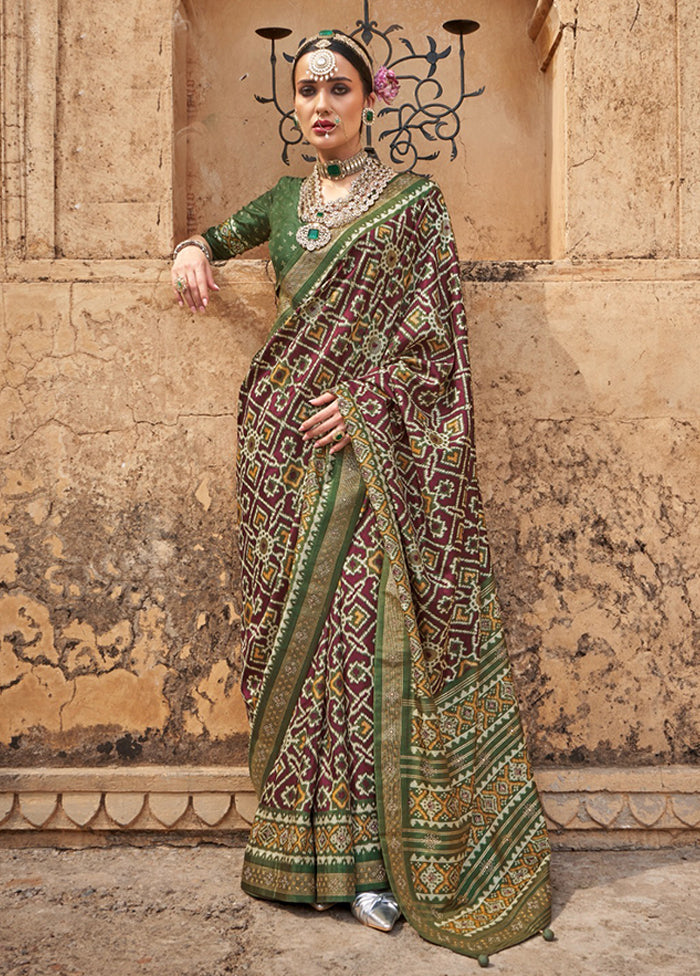 Maroon Spun Silk Saree With Blouse Piece